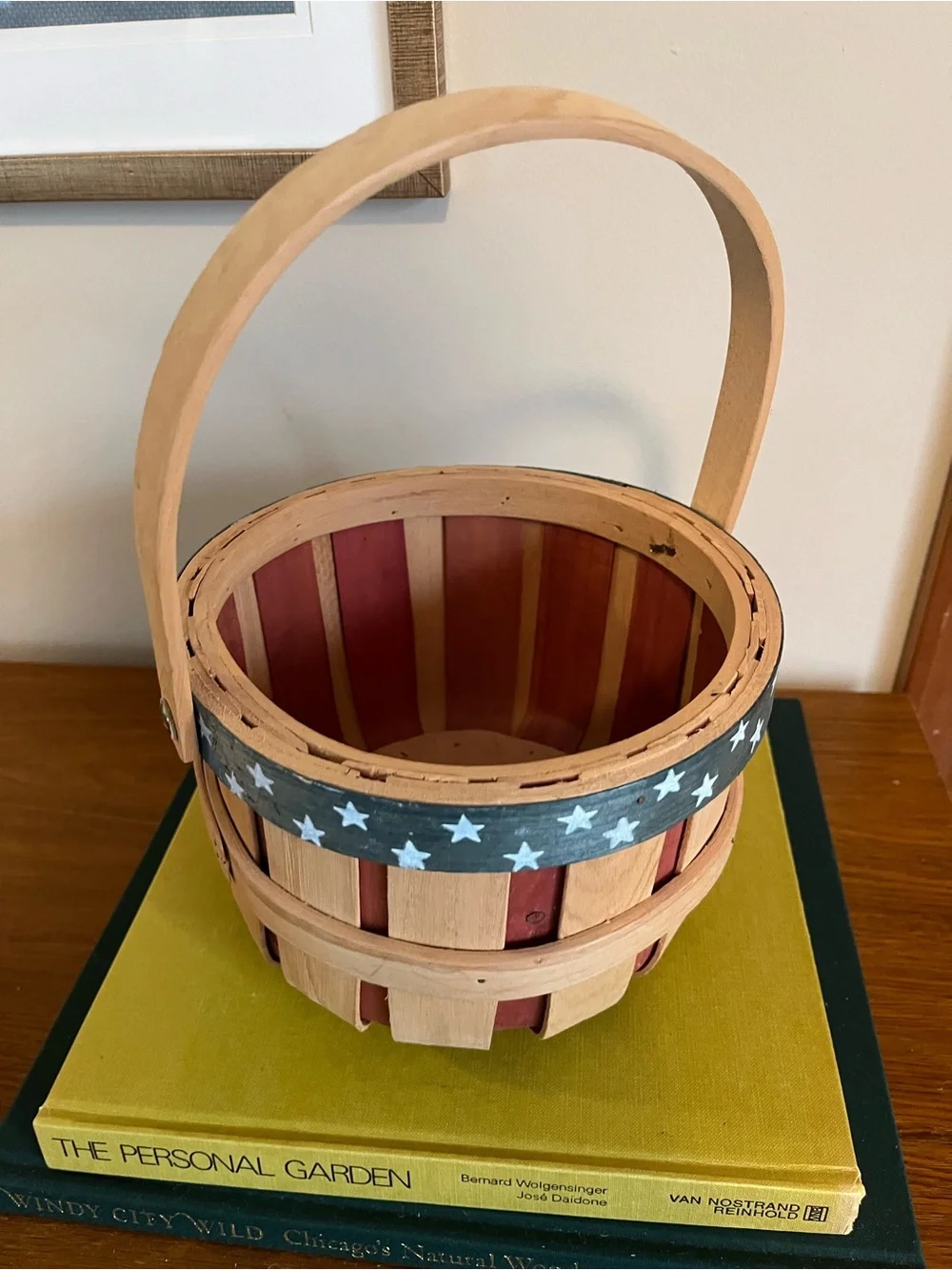 American Flag Wicker Basket with Handle